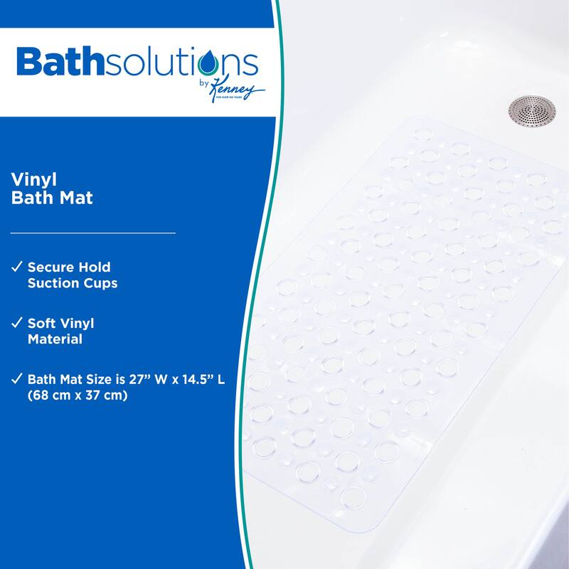 Kenney Vinyl Bath, Shower, and Tub Mat, 14.5" W x 27" L