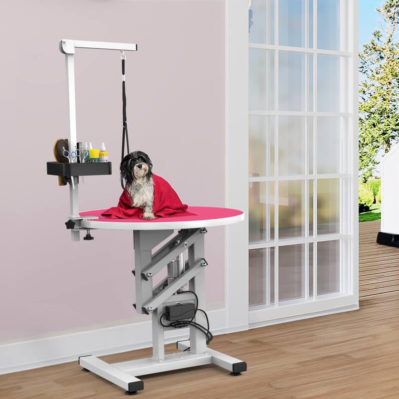 24'' W Adjustable Pet Electric Grooming Table Pink - Blue