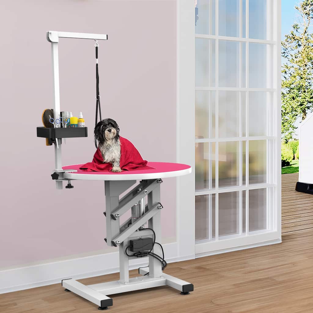 24'' W Adjustable Pet Electric Grooming Table Pink - Blue