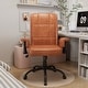 preview thumbnail 2 of 16, Pu Leather Home Office Desk Chair, Adjustable Desk Chair Office Chair Computer Chair Ergonomic Mid Back with 360°Swivel Brown