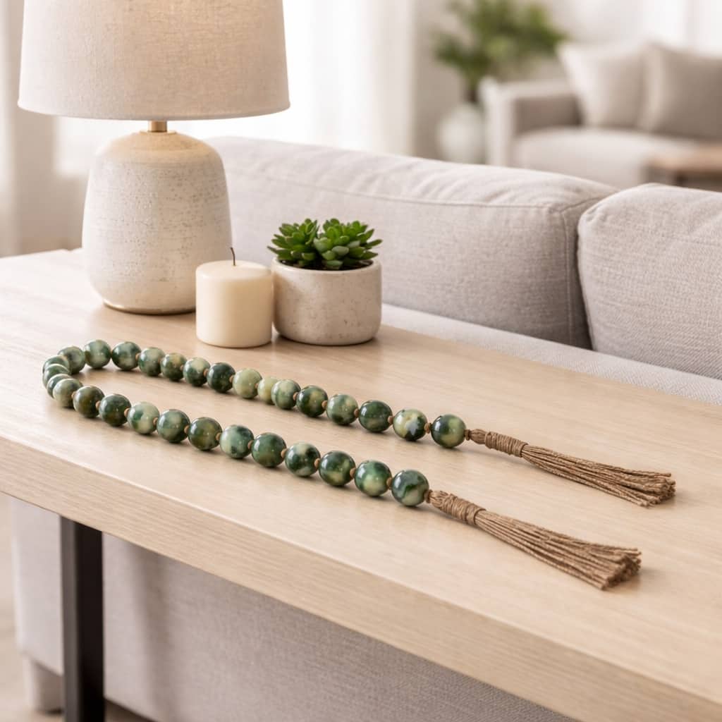Decorative Resin Round Beaded Garland with Tassels - 36" - 36.0"