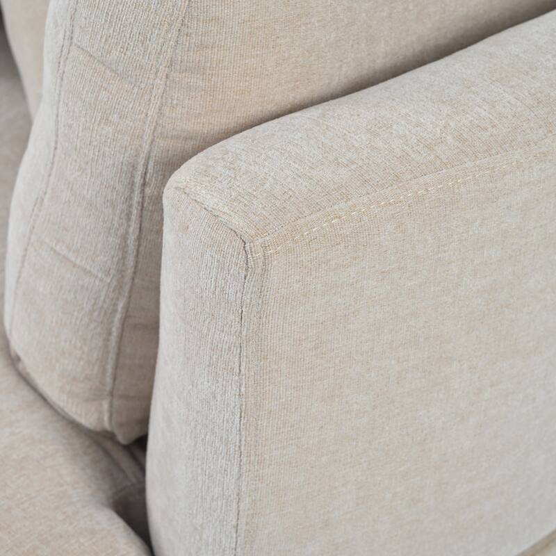 111.4" Polyester Combination Sofa with 3 Pillows, Curved Design and Removable Cushions