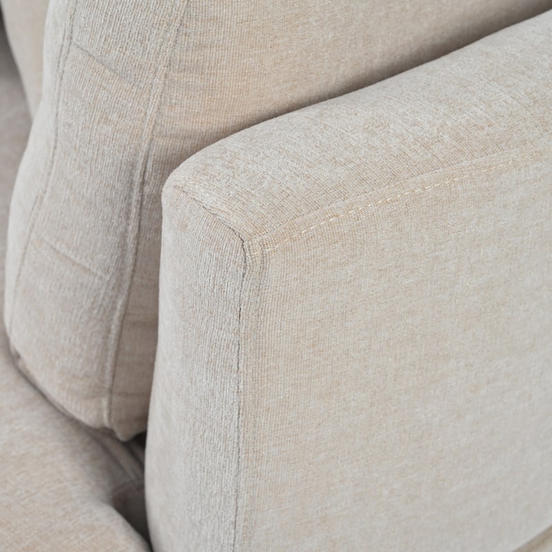 Curved Chenille Fabric Sofa with 3 Pillows, Removable Cushions, Wood Frame for Living Room