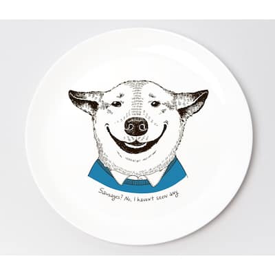 "Sausages? No, I haven`t seen any" Smiling Dog Ceramic 9.8" Plate