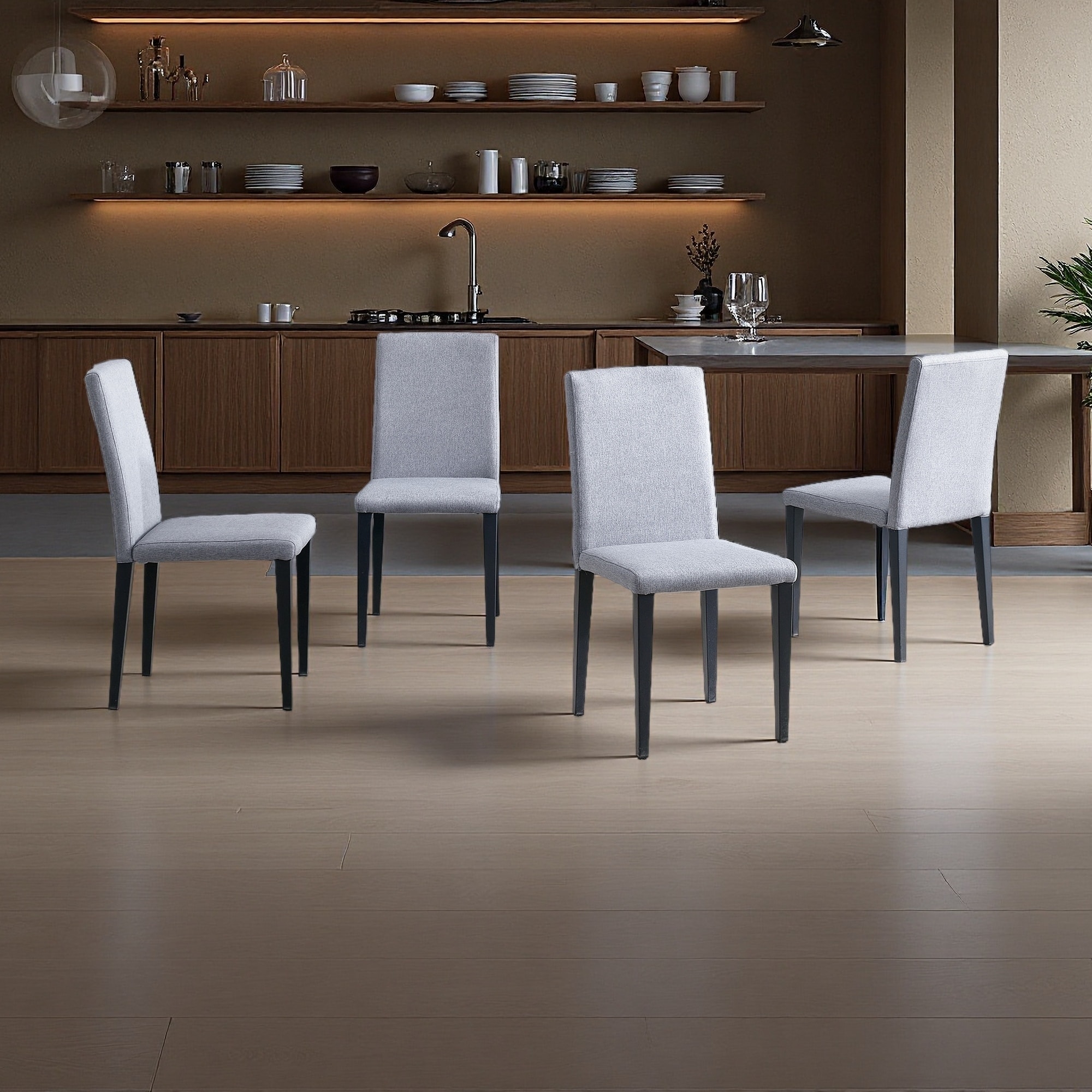 35.4"H Set of 4 PU Leather Upholstered Chair with High-Density Sponge, Walnut Metal Legs & Anti-Slip Feet - Modern Dining Chair