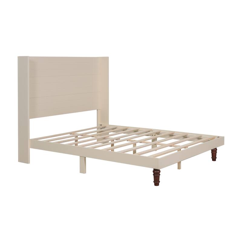 Queen Size Beige High Headboard Bed with Stylish Design for Comfortable Reading and Relaxing