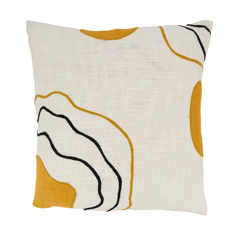 Artistic Expression Abstract Throw Pillow - 20"x20" - Polyester - Mustard