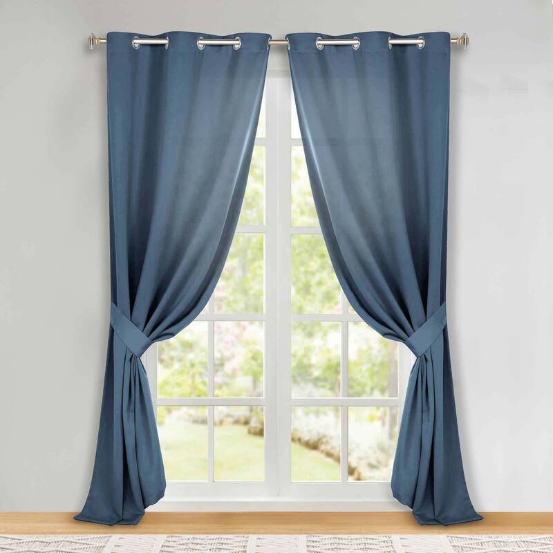 Superior Solid Machine Washable Room Darkening Blackout Curtains with Back Tabs, Set of 2