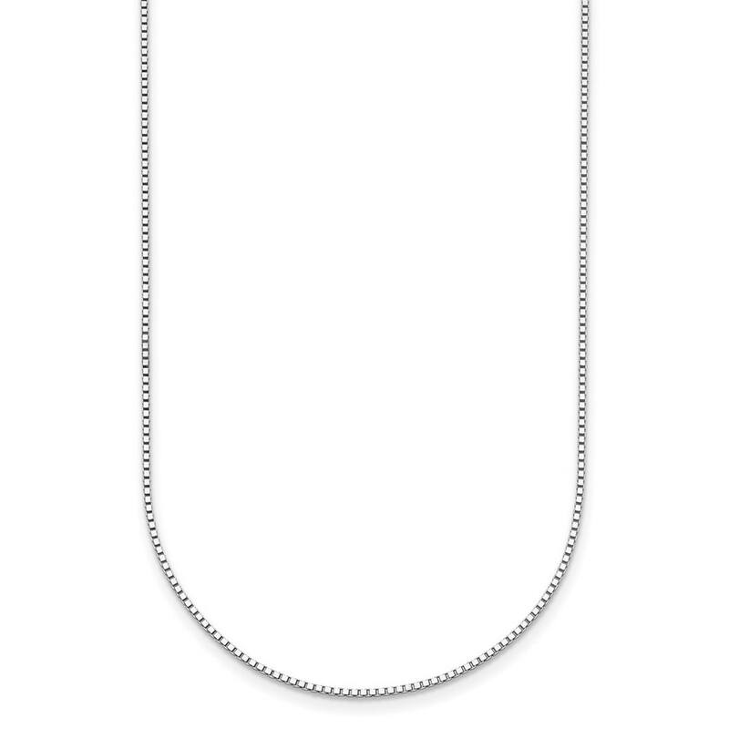 Curata 14k White Gold 0.9mm Box Chain Necklace For Women (Lobster)