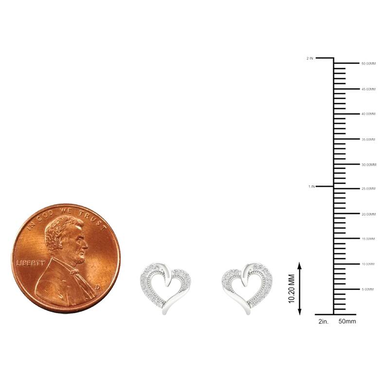1/10ct TDW Diamond Heart Stud Earrings in Silver for Women - White