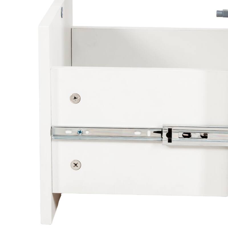 Roomfitters Tall Sideboard Storage Cabinet with Glass Doors, Pegboard, and Drawers, Display Cabinet, White