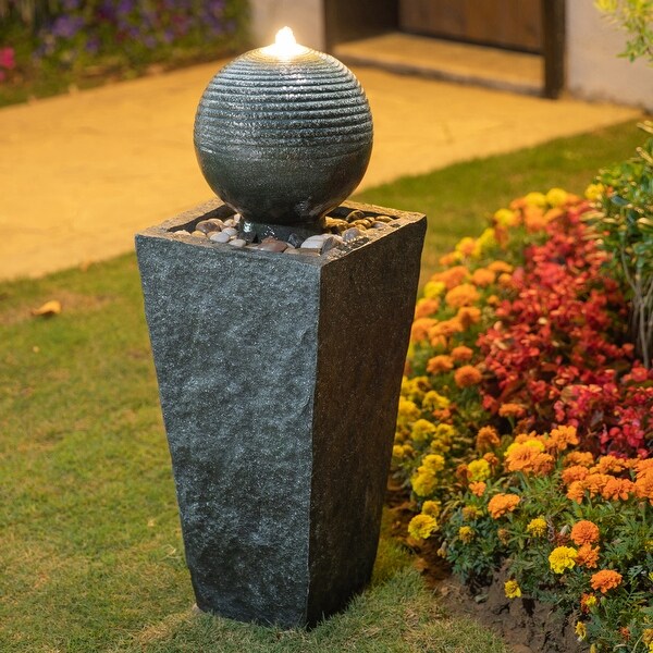 Demta 32"H Floating Sphere Oversized Fountain with LED Light by Havenside Home