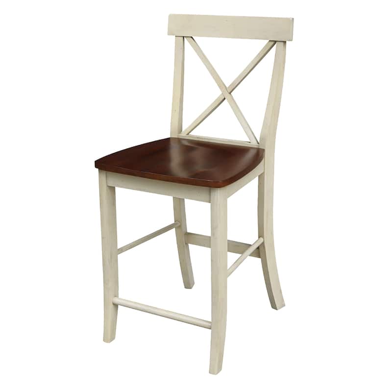 International Concepts 36" Round Pedestal Table with 2 X-back Counter Height Stools - Set of 3