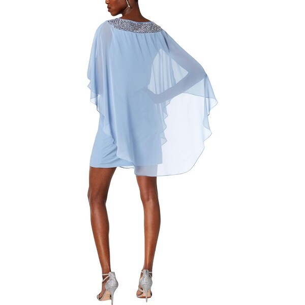 xscape chiffon overlay dress