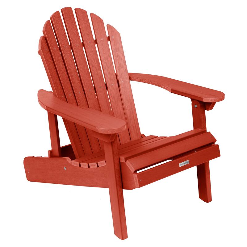 Eco-friendly Synthetic Wood Folding and Reclining Adirondack Chair - Rustic Red