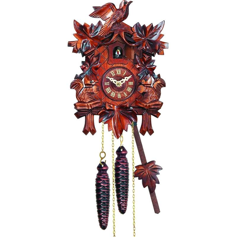 10" Engstler Full Size Cuckoo Wall Clock with Birds and Squirrels