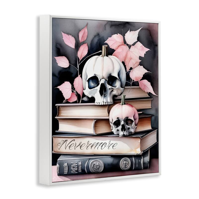Stupell Spooky Skull Book Stack Framed Giclee Art Design By Tabz Jones