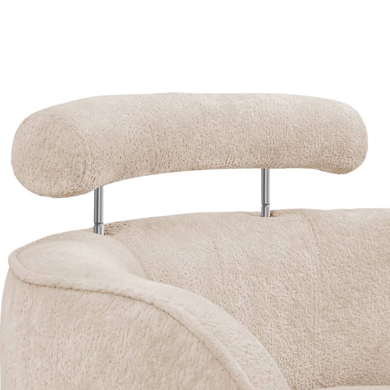 Modern Set of 2 Chenille Wooden Swivel Barrel Chair Upholstered Ergonomic Design