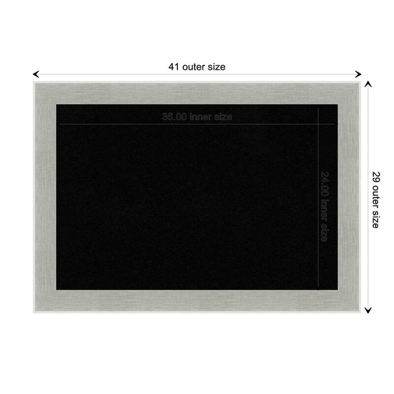 Glam Linen Grey Framed Black Corkboard Bulletin Board - Board Size 36x24