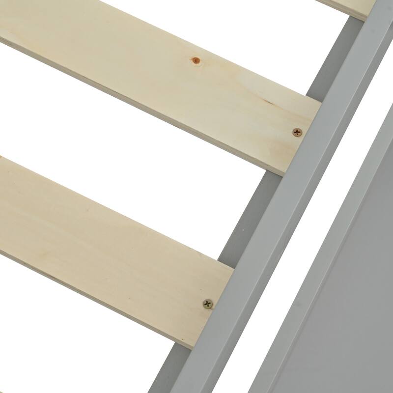 Twin Over Full Bunk Bed with Storage Drawers, Wooden Bunk Bed with Ladder and Safety Guard Rails