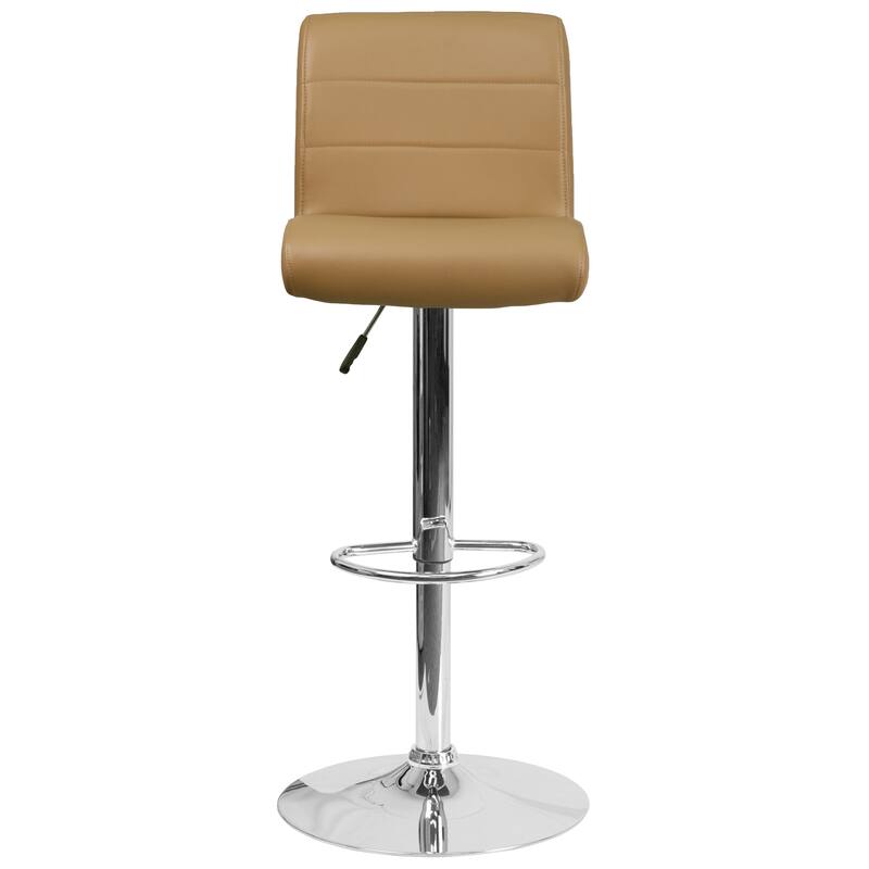2 Pack Vinyl Adjustable Height Barstool with Rolled Seat and Chrome Base