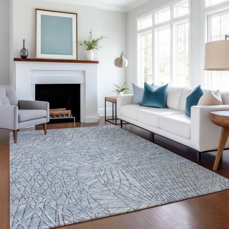 Premium Washable Super Soft Abstract Contemporary Mayfield Rug - Blue - 8' x 10' - Rectangle