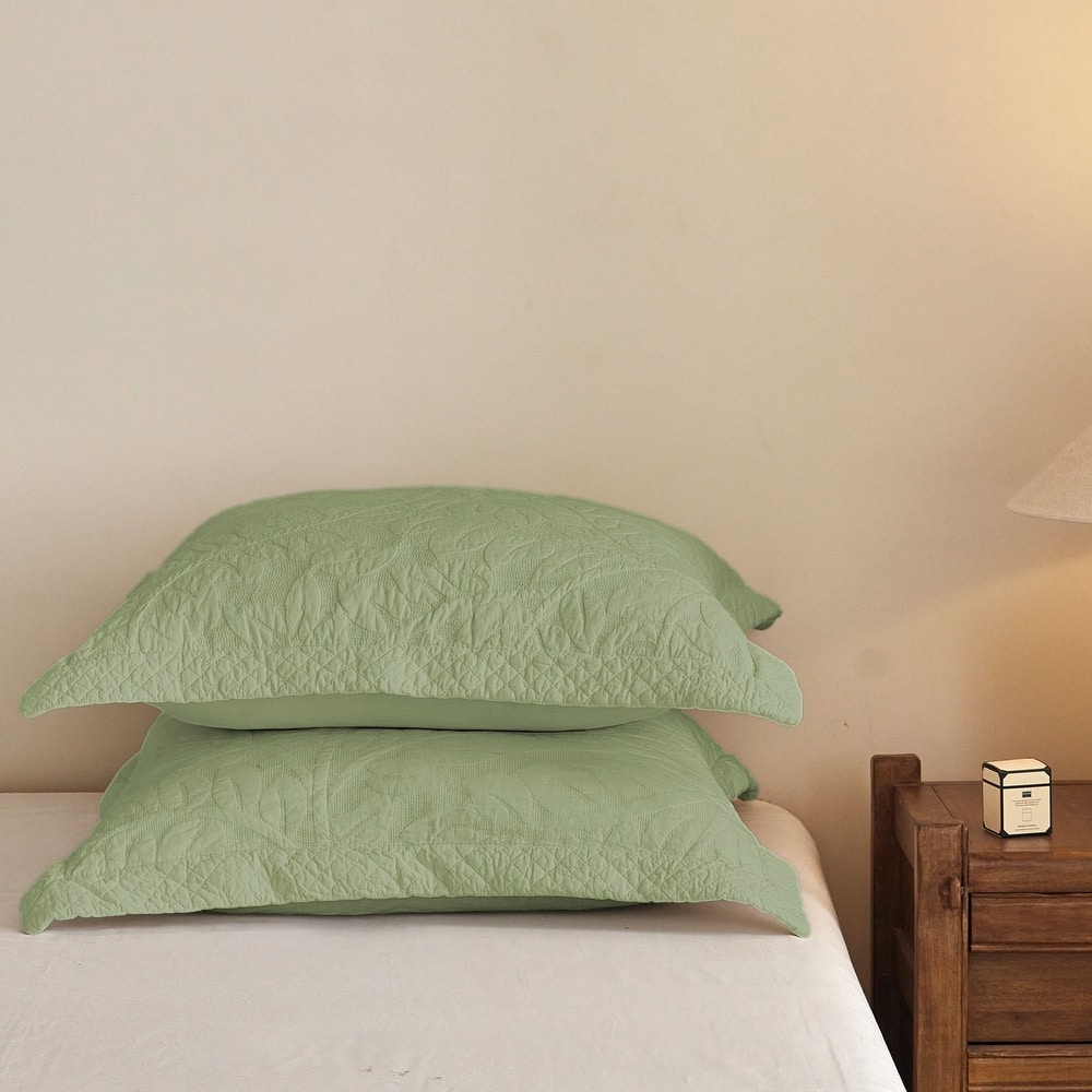 2 Pcs Cotton Embroidered Quilted Euro Shams 26"x26"