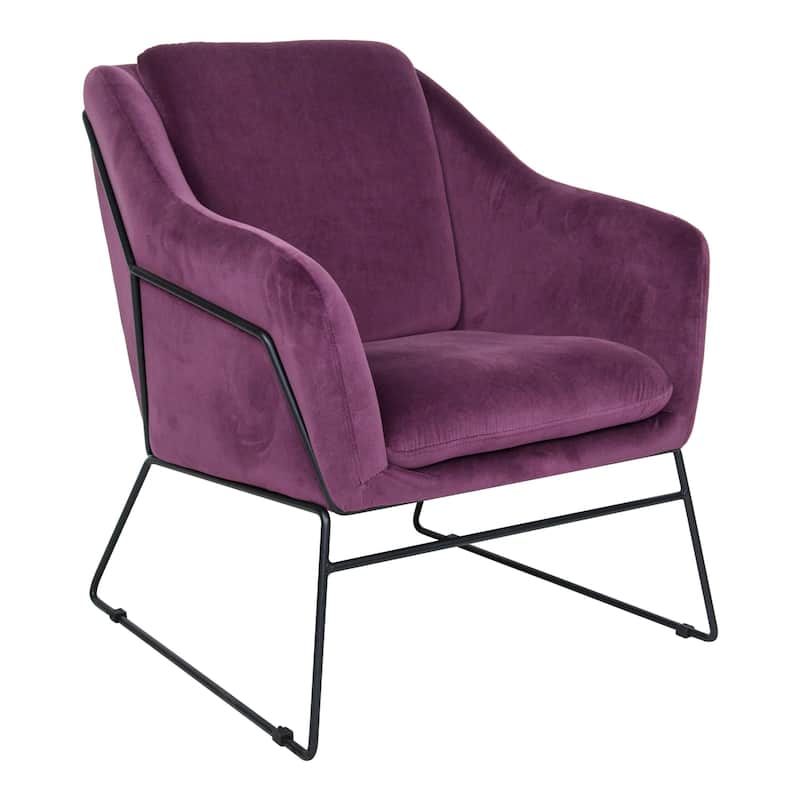 Harmony Mid-Century Modern Velvet Upholstered Accent Arm Chair with Metal Frame for Home Office Living Room & Bedroom
