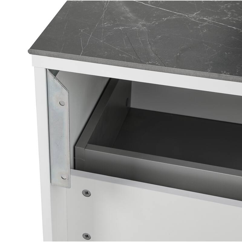 Modern Wall-Mount Bathroom Vanity with Washbasin Austin White Matte Non-Toxic MDF-40"-Omega R-line 24"