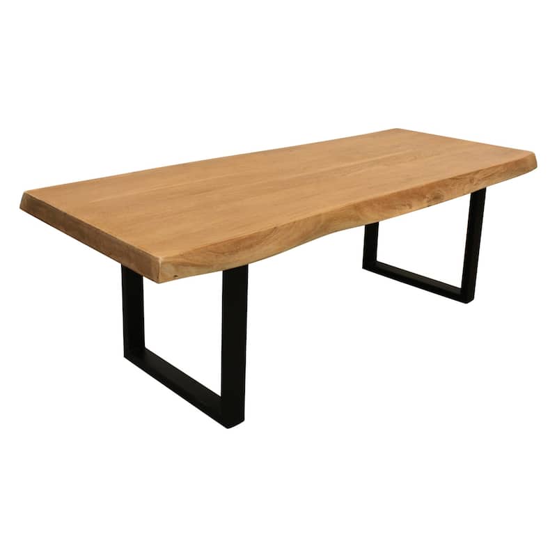 HomeRoots 70" Natural And Black Solid Wood And Iron Live Edge Coffee Table - 70' X '18' X '23