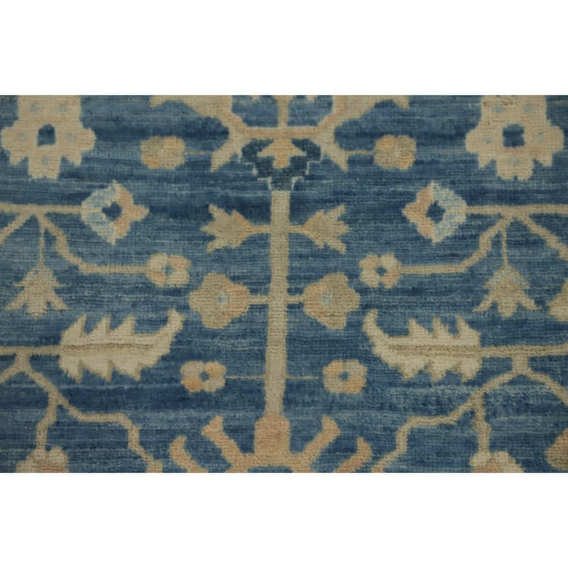 Hand Knotted Oriental 100% Wool Carpet Traditional All-Over Navy Blue & Blues Ziegler Runner Rug - 16' 2'' X 2' 11''