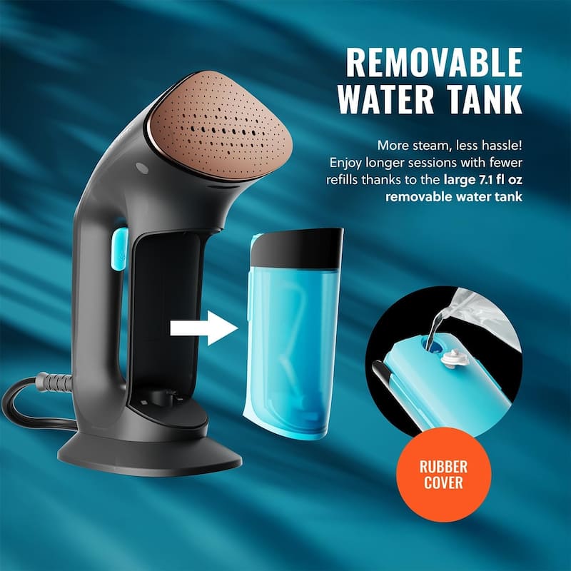 PurSteam SteamPulse Pro Handheld Steamer for Clothes, Portable, Travel Steamer Iron Press Wrinkle Remover with Fabric Brush