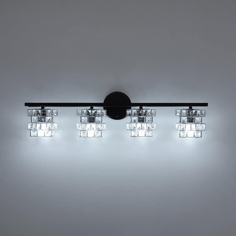 Mosaic Crystal Cube Shade Linear Bathroom Vanity Light
