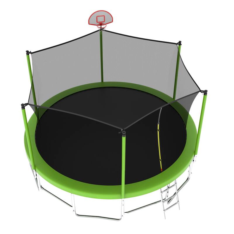 15FT Large Recreational Trampoline with Safety Enclosure Net for Kids in Outdoor Backyards
