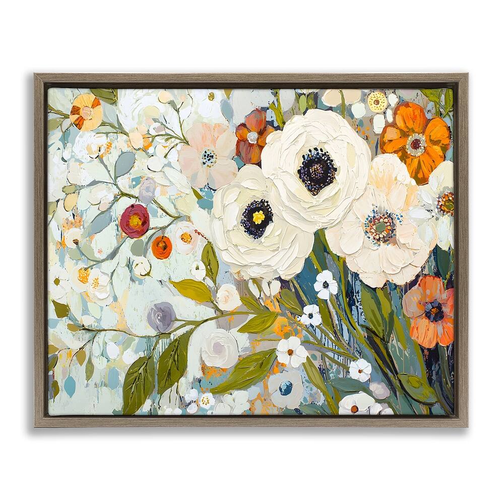 Stupell Blooming Round Flowers Arrangement Framed Floater Canvas Wall Art Design By Franklyn Gregory