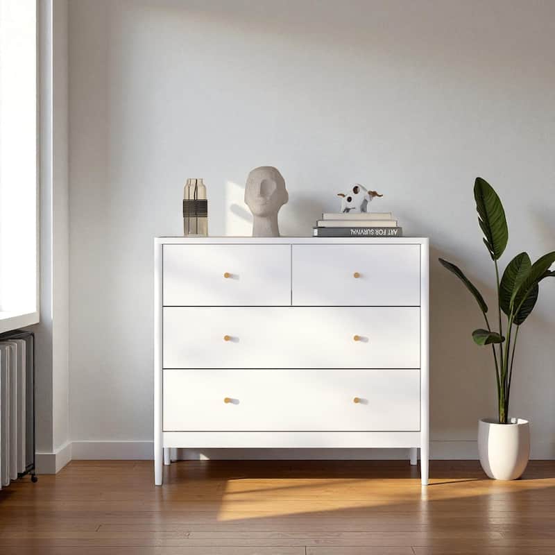 4-Drawer Kids Dresser Wooden Nursery Storage Cabinet Baby Bedroom Organizer Toddler Chest for Closet and Living Room