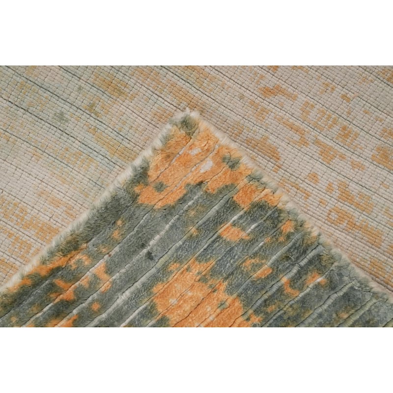 Hand Knotted Oriental Viscose Silk Carpet Modern All-Over Oranges & Rust Abstract Area Rug - 5' 10'' X 3' 10''