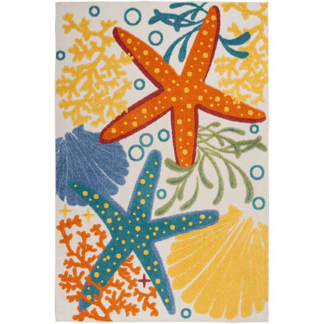 Nourison Aloha Coastal Beach Starfish Indoor/Outdoor Area Rug
