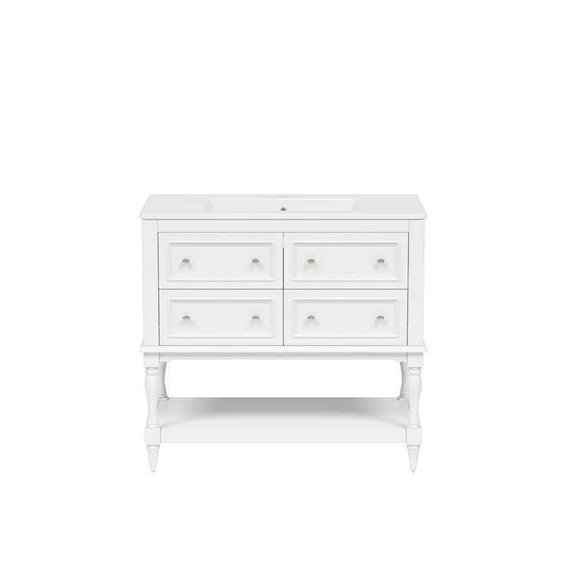 GDFStudio - Wesbridge Modern Bathroom Vanity Set with Ceramic Sink and 4 Storage Drawers - 36'W