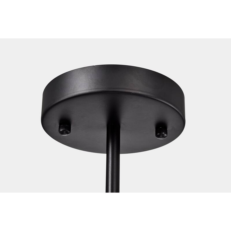 Matte Black 4-Light Metal Geometric Drum Shade Chandelier