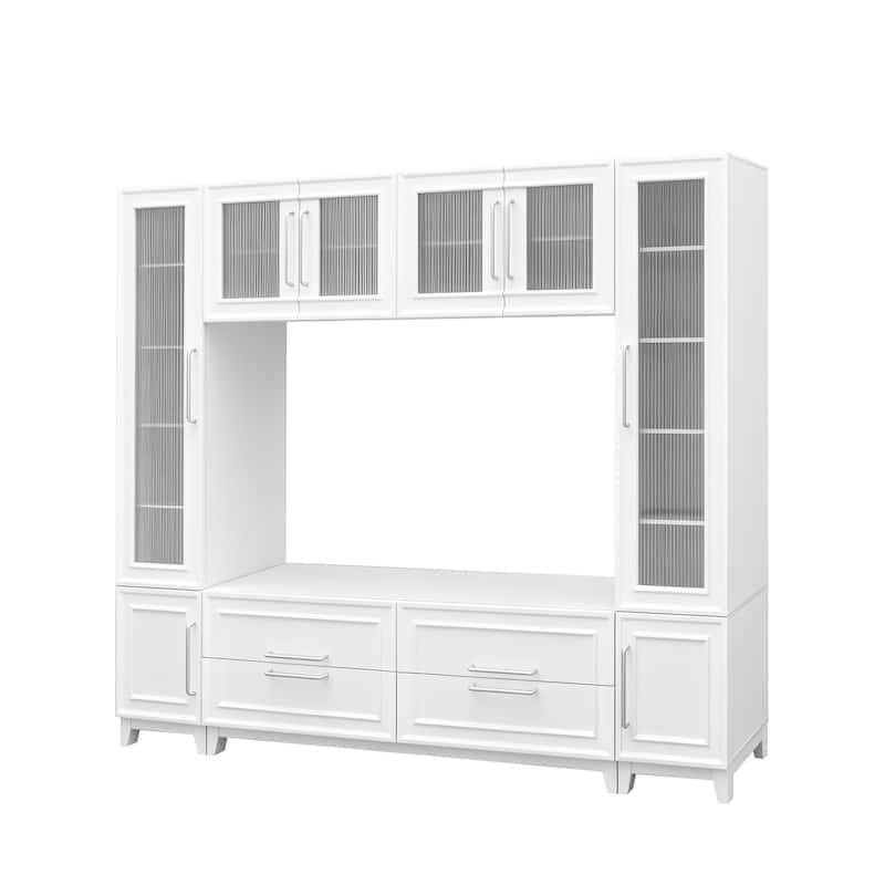 Large 102" Wall Unit TV Stand with Storage, Bookshelves, Modern Entertainment Center Media Console for TVs up to 75"