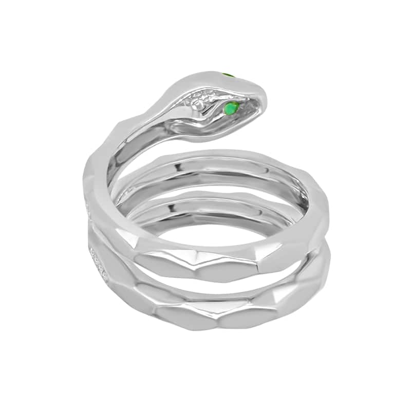 Auriya 14k Gold Diamond and Emerald Snake Wrap Ring 0.15 ct. tw. (F-G, VS)