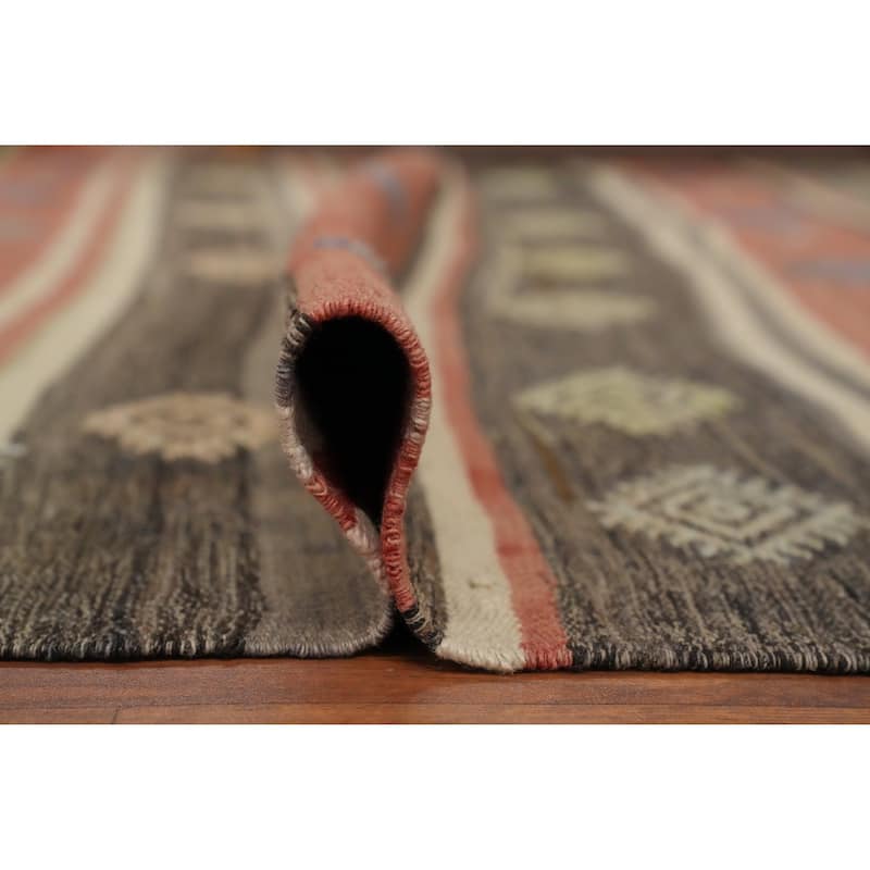 Hand Woven Oriental 100% Wool Carpet Southwestern Tribal Multi-Colored Kilim Area Rug - 9' 4'' X 5' 8''