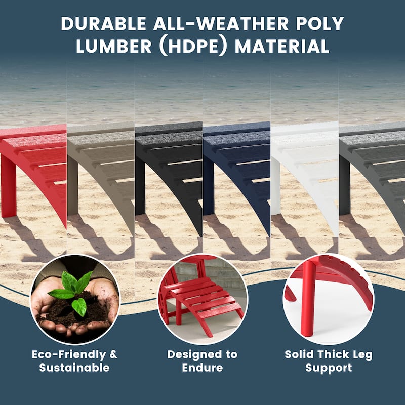 Polytrends Coastline Outdoor Poly Adirondack Chair with Ottoman