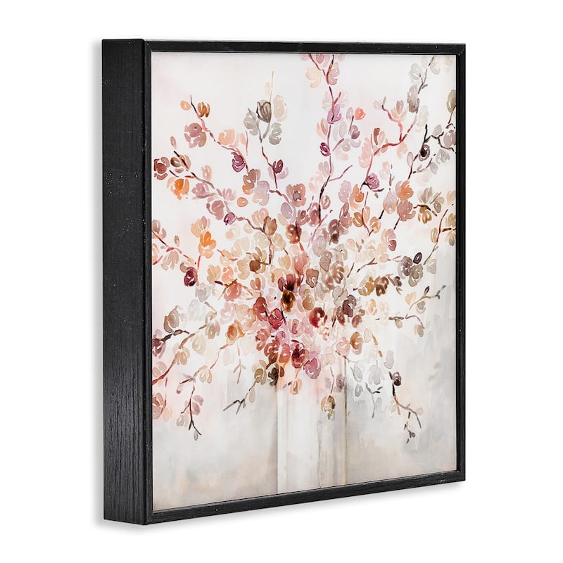 Stupell Abstract Warm Floral Vine Bouquet Expressive Red Flowers Framed Wall Art