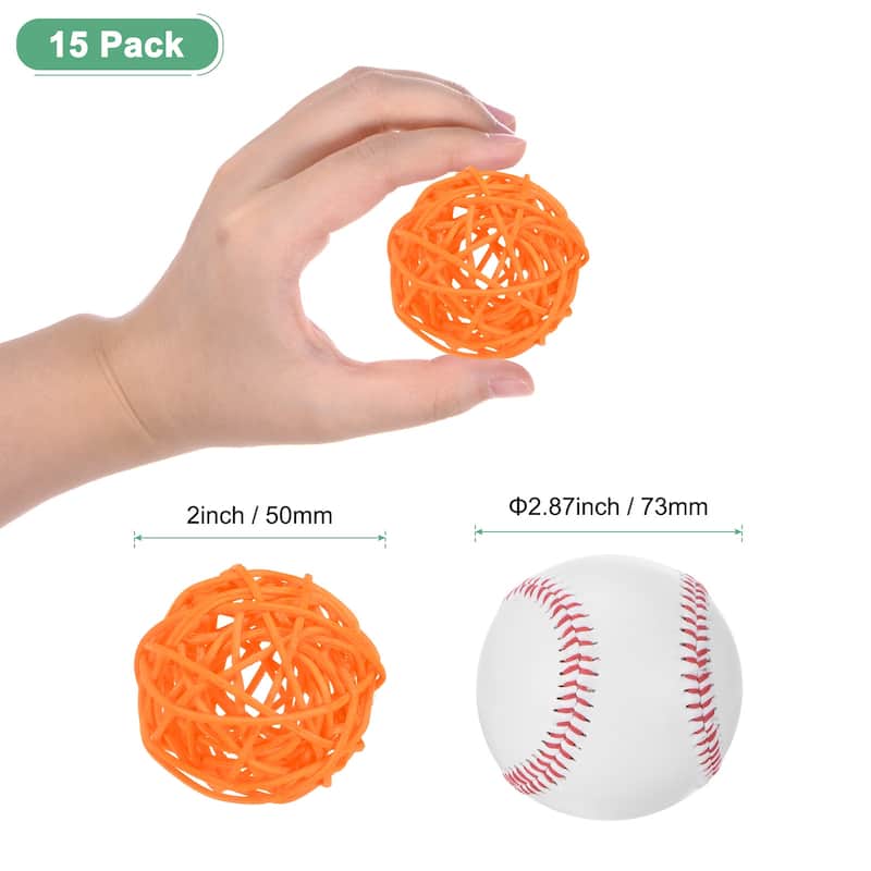 15-Pack Wicker Rattan Balls 2 Inch for Christmas/Weddings/DIY - Orange
