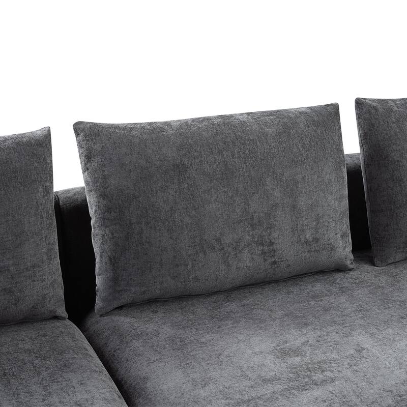 Roomfitters 93.7" L-Shaped Upholstered Sectional Sofa with Wooden Storage Compartment