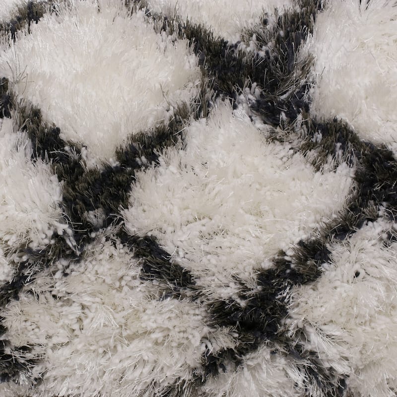 Sevita Soft Shag Glam Distressed Diamond Throw Pillow