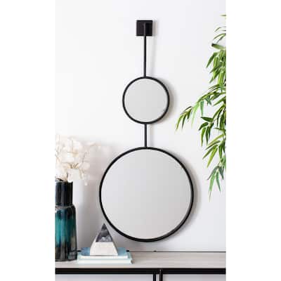 SAFAVIEH Ivana 18-inch Modern Black Round Mirror - 18" W x 2" L x 42" H - 18Wx2Dx42H