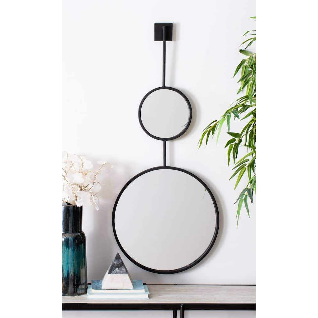 SAFAVIEH Ivana 18-inch Modern Black Round Mirror - 18" W x 2" L x 42" H - 18Wx2Dx42H